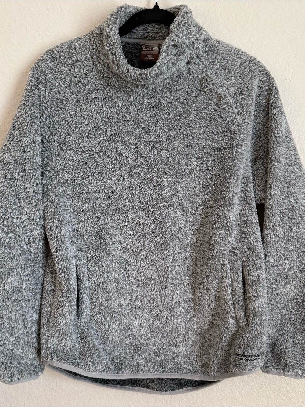Plush Gray Sherpa Turtleneck Pullover for Women